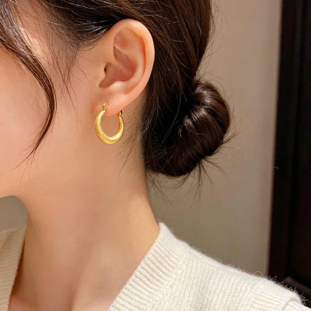 Eaioncol Matte Geometric Hoop Earrings Gold Silver