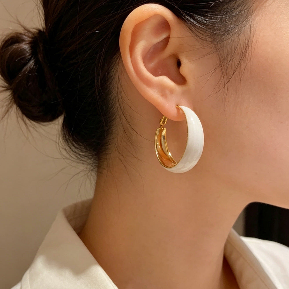 Eaioncol Multi-Color Enamel Circle Hoop Earrings 14K Gold Plated