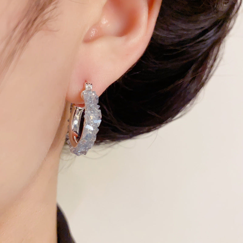 14K Gold Crystal Circle Hoop Earrings – Elegant Minimalist Style