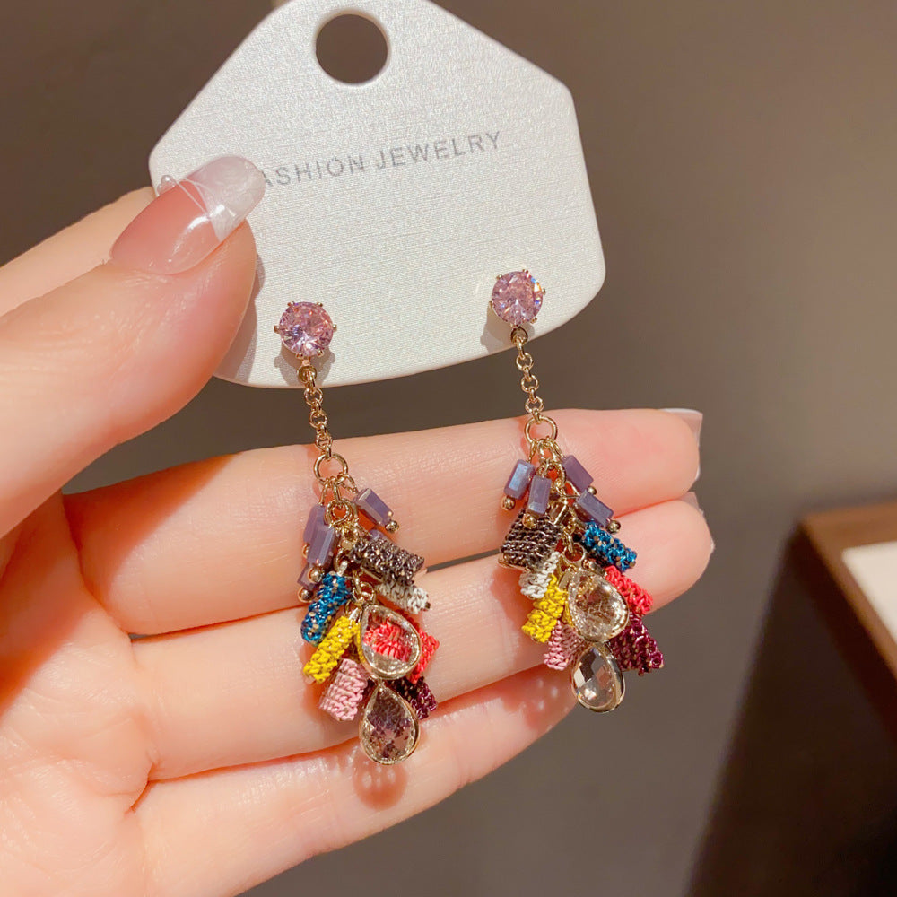 Eaioncol Handmade Teardrop Tassel Drop Earrings Gold
