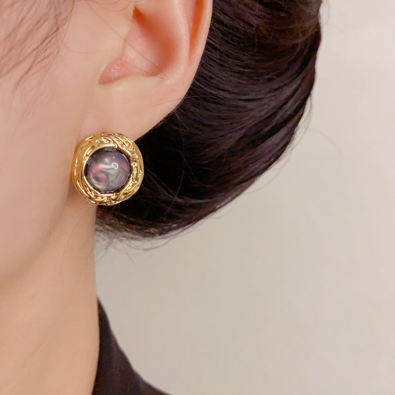 Luxury Metal Round Ring Stud Earrings – Geometric Design