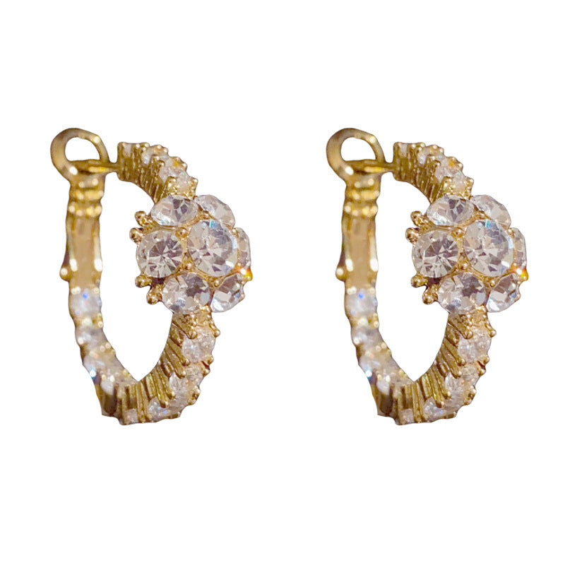 14K Gold-Plated Full-Zircon Circle Hoop Earrings – Sparkling Design