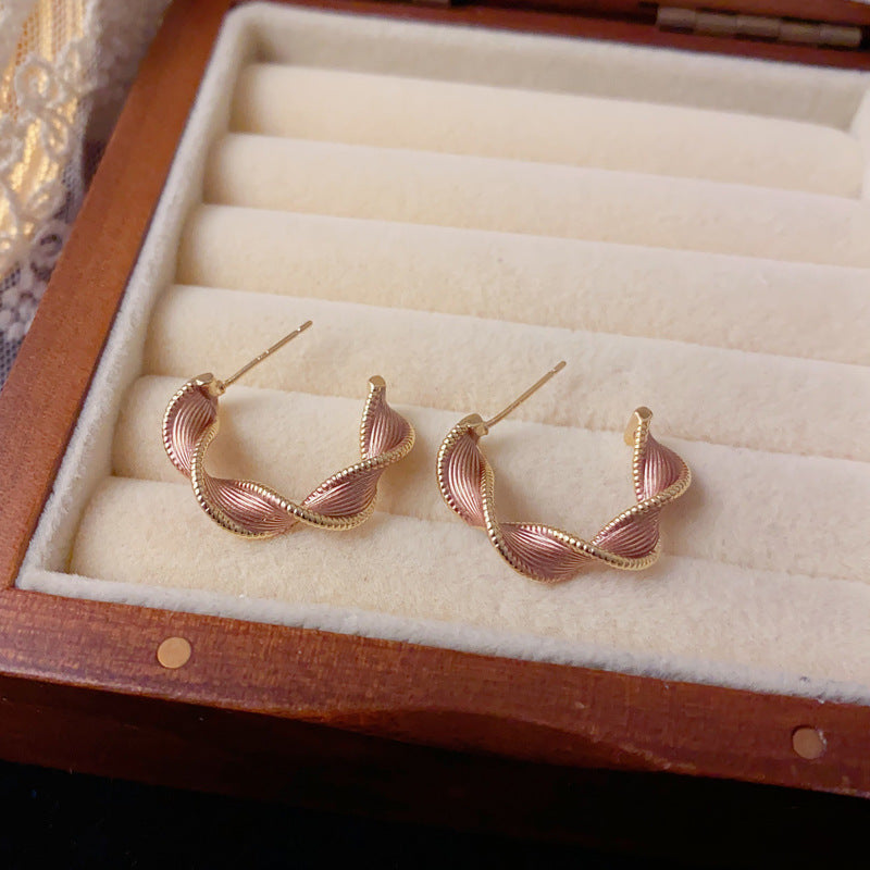 Luxury Twisted Rope Hoop Elegant Earrings – French Retro Design