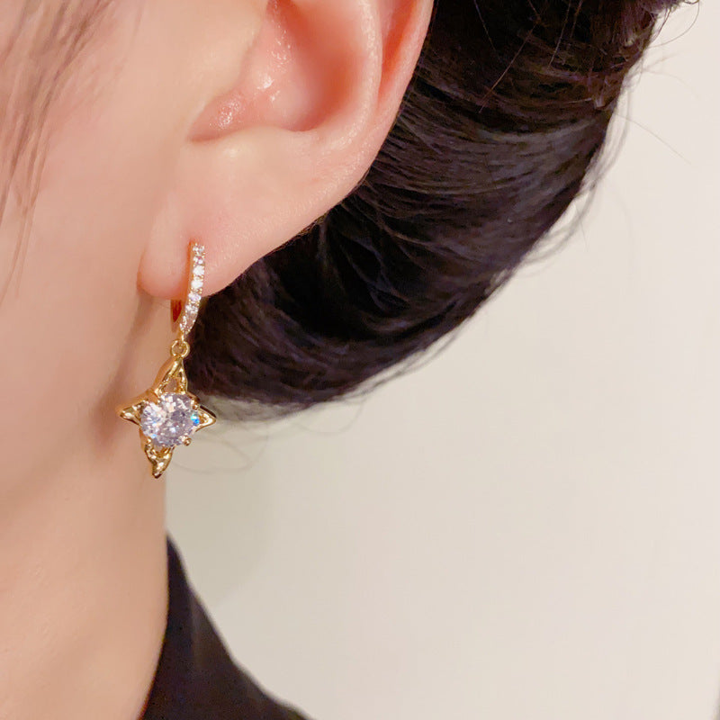 Luxury Zircon Star Ear Cuff Earrings – Elegant Design