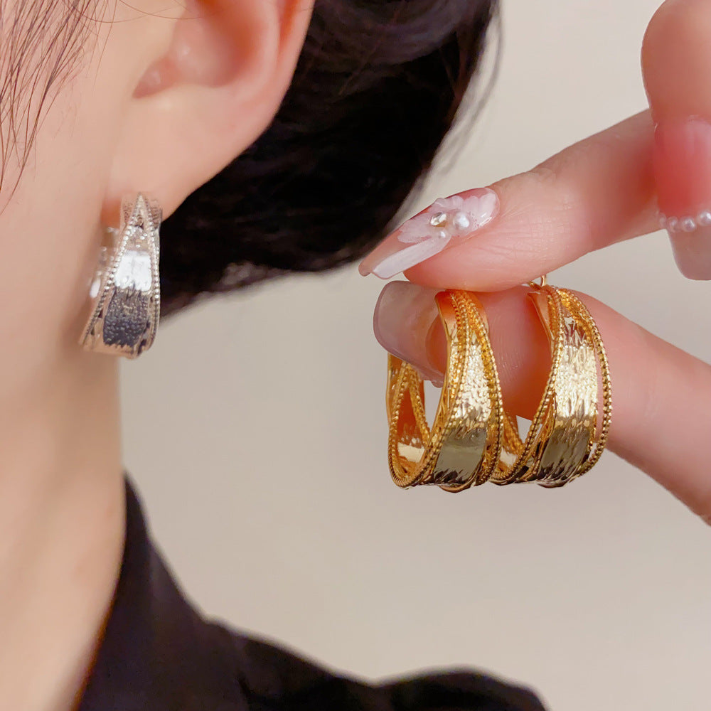 Eaioncol Vintage Geometric Hoop Earrings Gold Silver