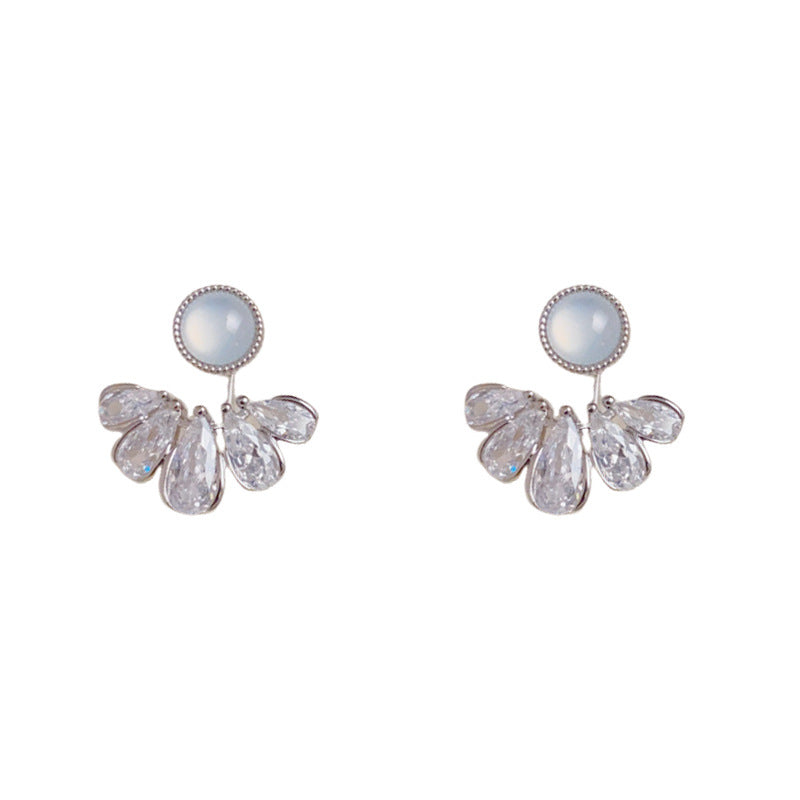 Elegant Zircon Droplet Front-Back Stud Earrings – Waterdrop Design