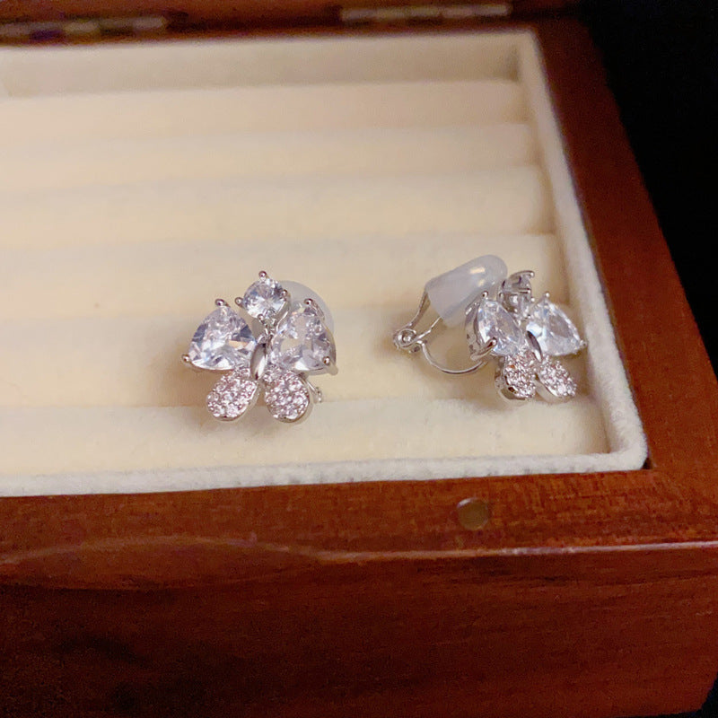 14K Gold Full Zircon Butterfly Ear Clip - Chic Elegance Design