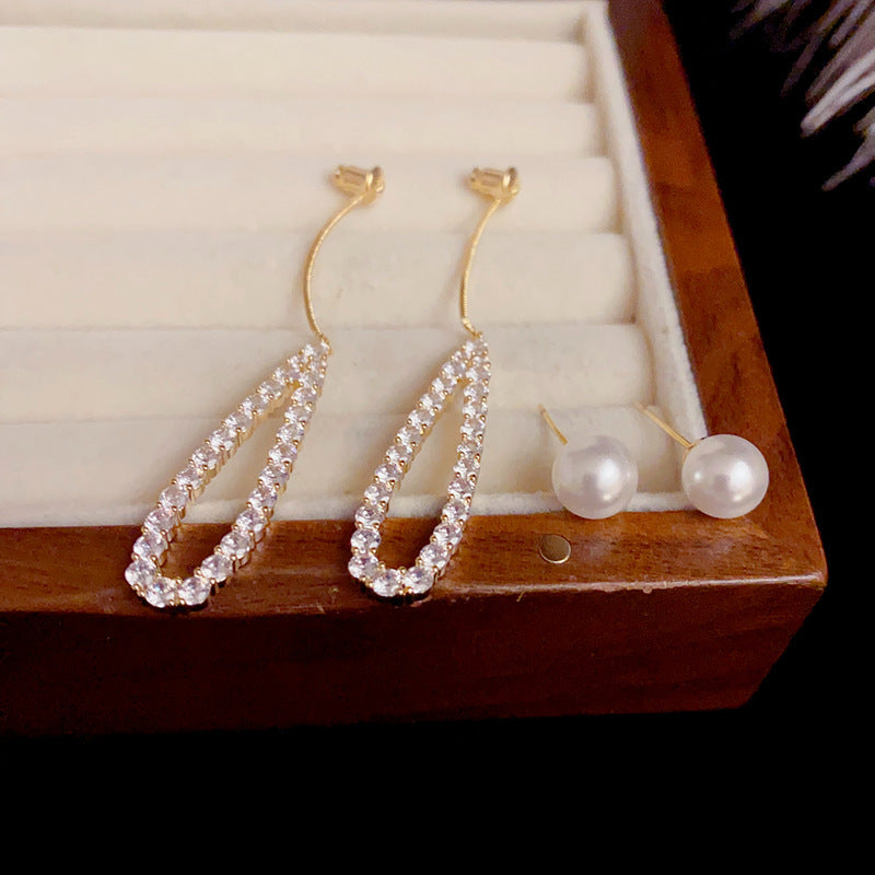 14K Gold-Plated Wear Pearl Waterdrop Hollow Earrings - Elegant Design