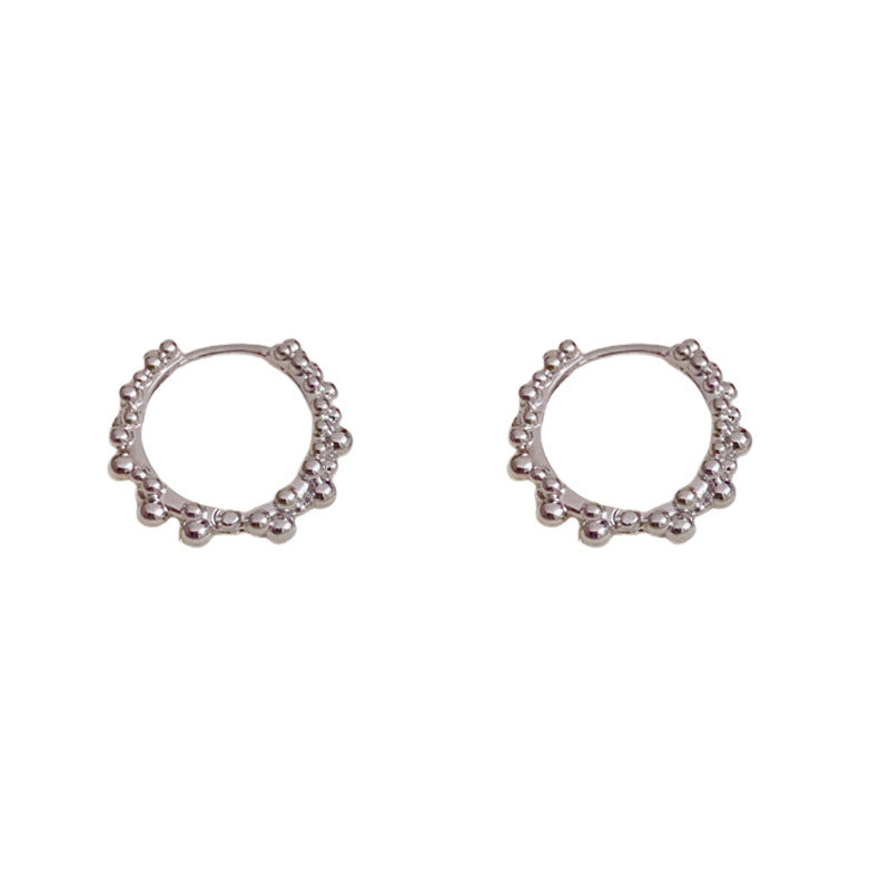 Minimalist Metal Bead Small Circle Earrings – Geometric Design