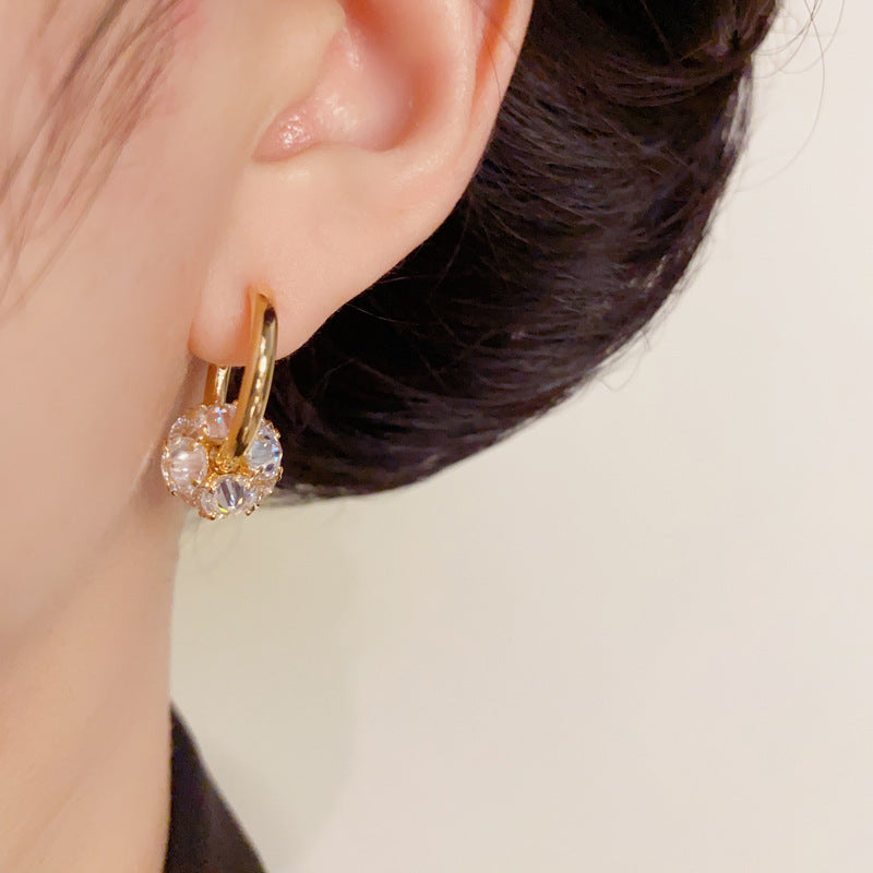 Luxury Zircon Round Ear Cuff Earrings – Geometric Elegant Design