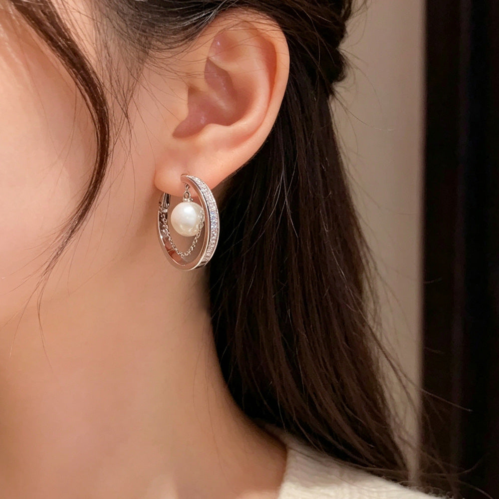 Eaioncol Geometric CZ Chain Hoop Earrings 14K Gold Silver Plated