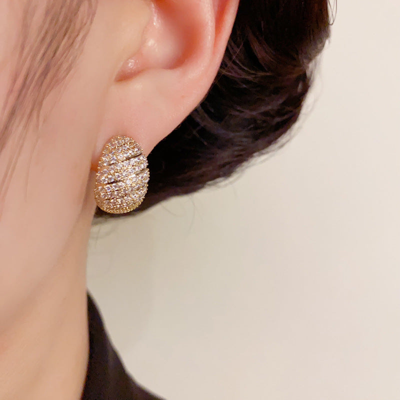 14K Gold-Plated Zircon C-Shaped Earrings – Elegant Minimalist Design