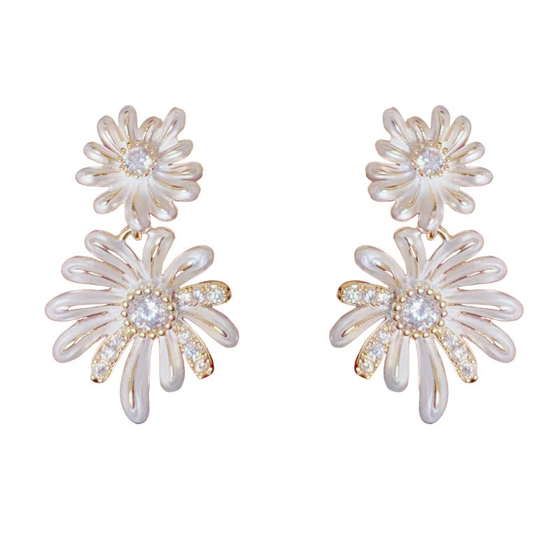 Eaioncol Matte Floral Petal Drop Earrings Gold Silver