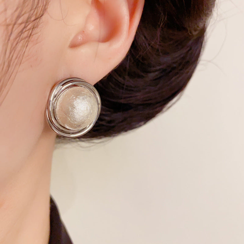 14K Gold Metal-Wrapped Cotton Pearl Stud Earrings – Elegant Design