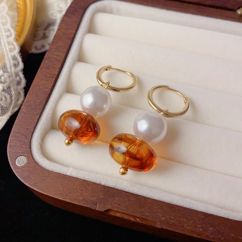 Luxury Pearl & Resin Tassel Ear Cuff Earrings – Elegant Design