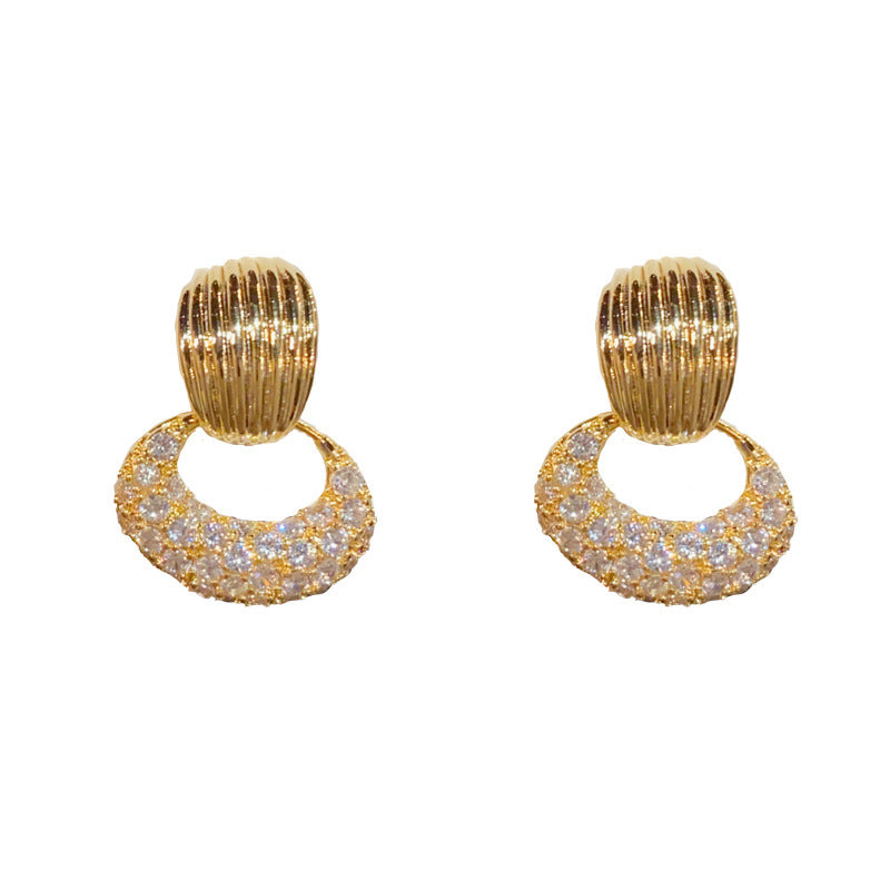 14K Gold-Plated Zircon Circle Hoop Earrings -Elegant Minimalist Design
