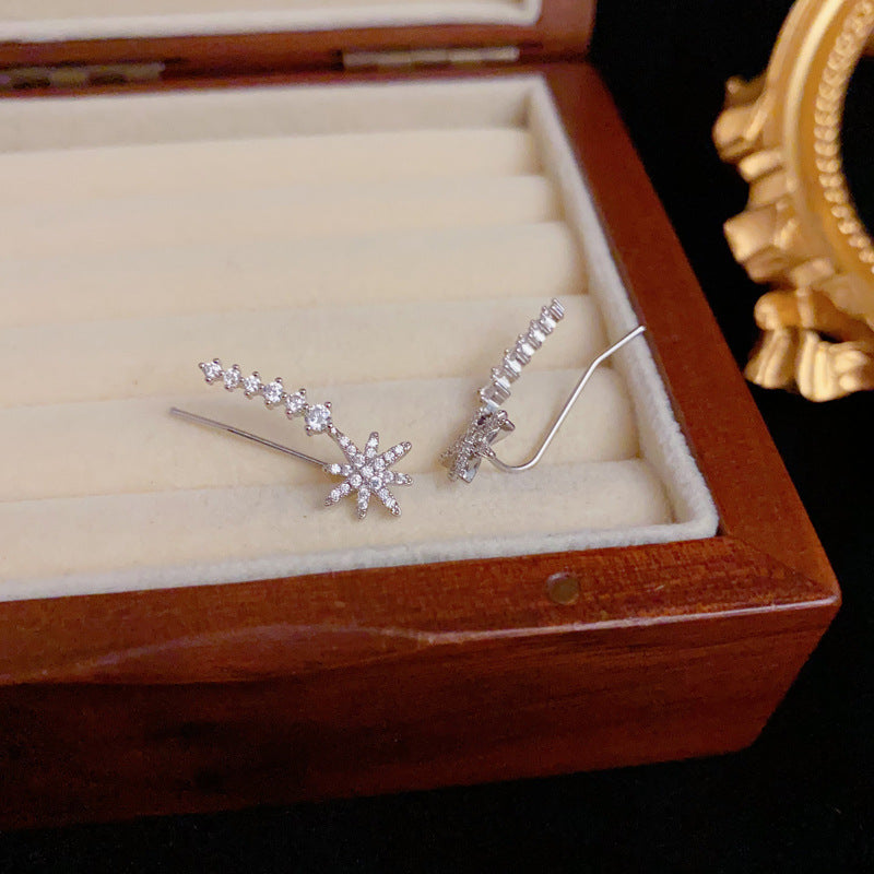 Luxury Full-Zircon Starburst Ear Crawler Earrings – Elegant Design