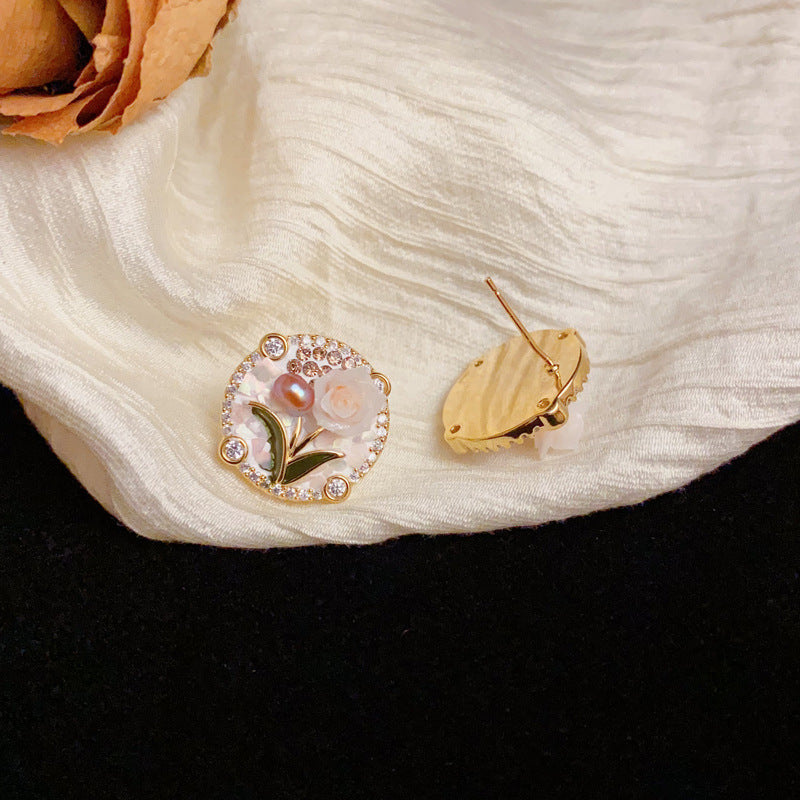 Luxury Handcrafted Freshwater Pearl &3D Flower Earrings– Floral Design