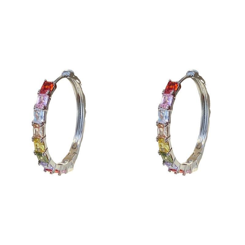 Luxury Colorful Zircon Circle Ear Cuff Earrings – Geometric Design