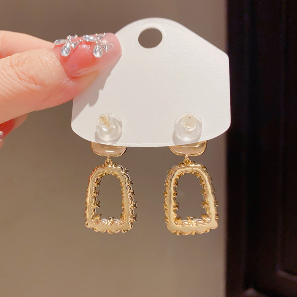 Eaioncol Square Geometric Pearl Drop Earrings 14K Gold Plated
