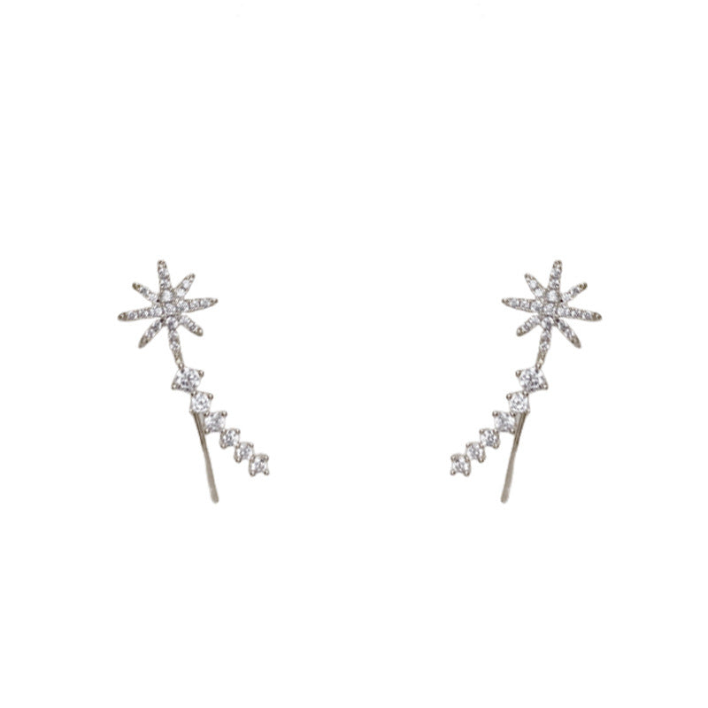 Luxury Full-Zircon Starburst Ear Crawler Earrings – Elegant Design