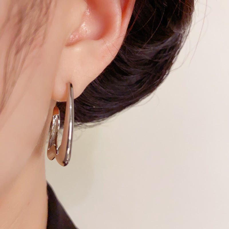 18K Gold Luxury Metal Geometric Hoop Earrings – Elegant Design