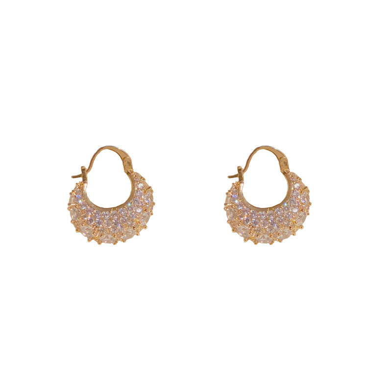 14K Gold-Plated Oval Zircon Bag Earrings - Chic & Elegant Jewelry