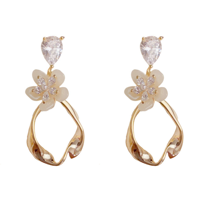 Minimalist Petal Geometric Tassel Drop Earrings – S925 Silver Needle