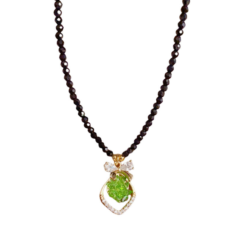 18K Gold Green Square Crystal Pendant Necklace– Chic Minimalist Design