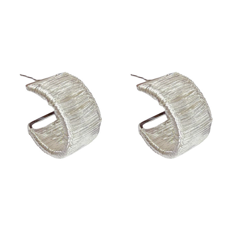 Gold C-Shape Hoop Earrings – Bold Geometric Statement for Women