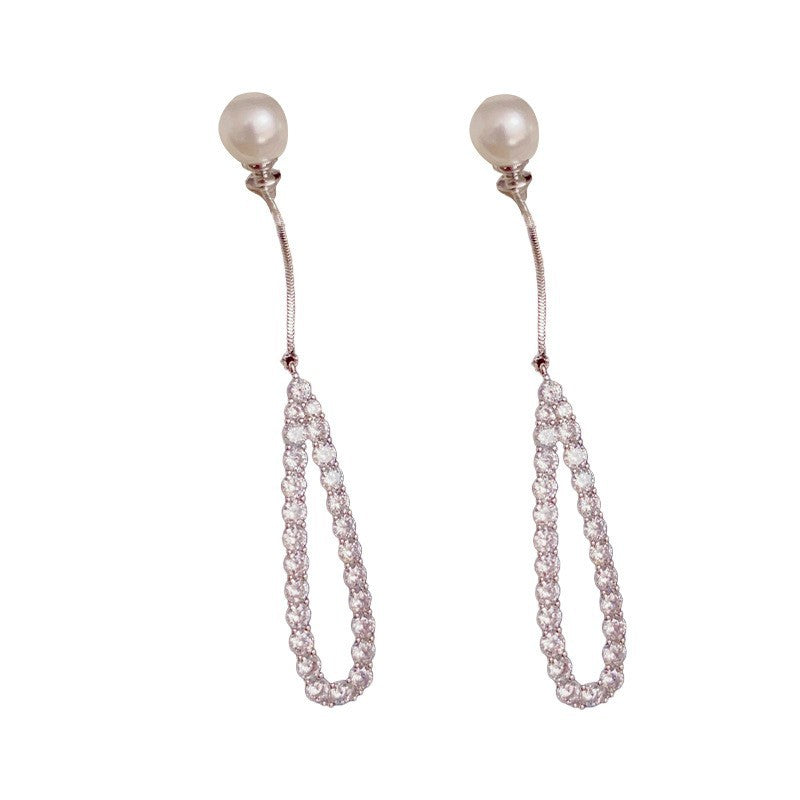 14K Gold-Plated Wear Pearl Waterdrop Hollow Earrings - Elegant Design