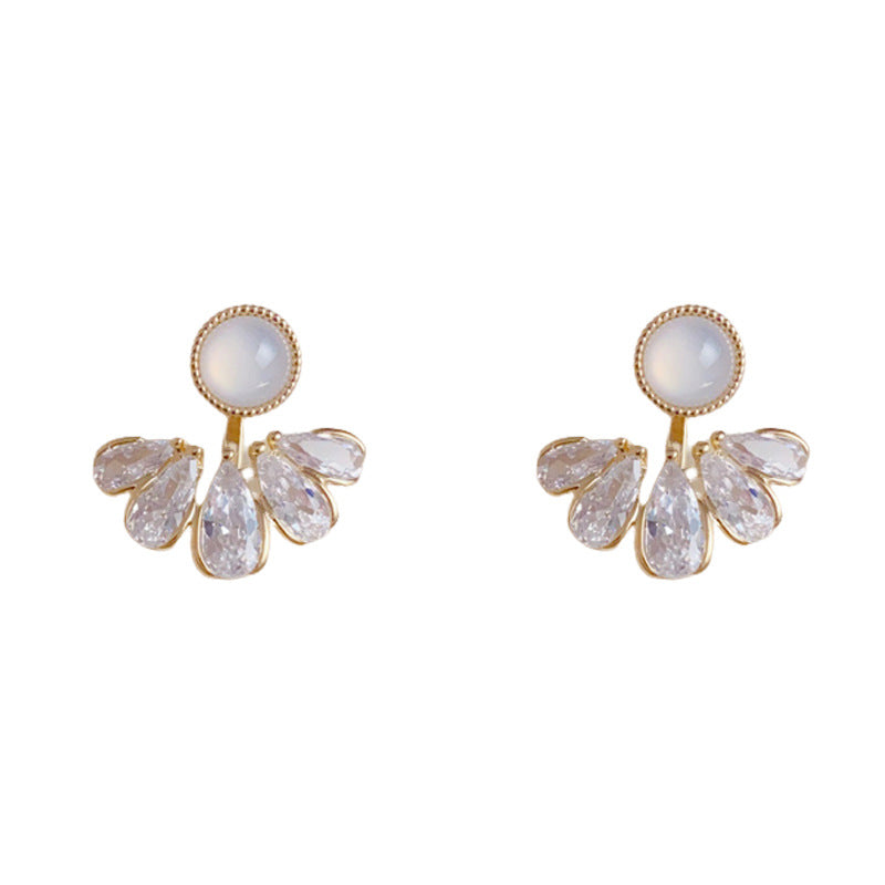 Elegant Zircon Droplet Front-Back Stud Earrings – Waterdrop Design