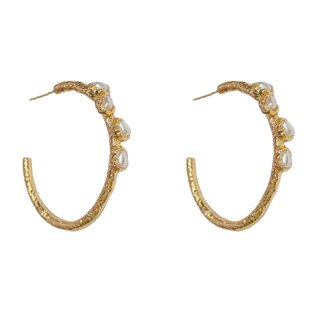 Eaioncol Irregular Pearl Hoop Earrings 18K Gold Plated
