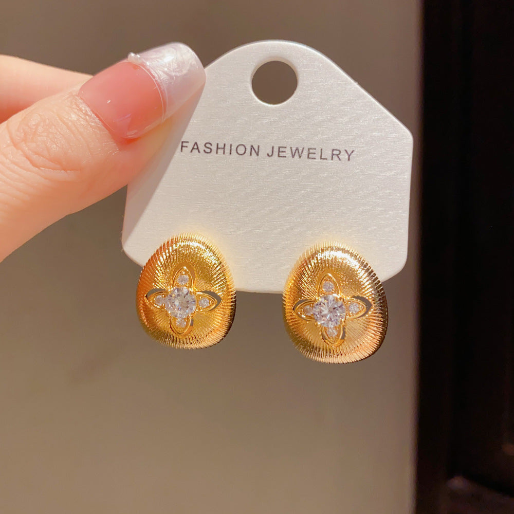 Eaioncol Four Leaf CZ Teardrop Earrings 18K Gold & Silver Plated