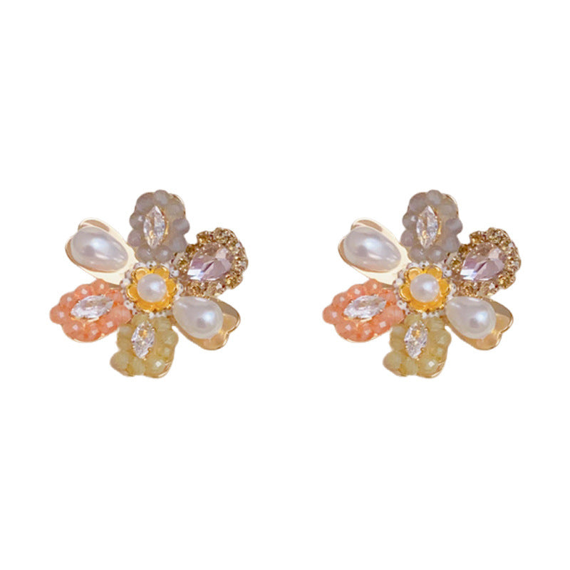 Elegant Handcrafted Colorful Petal Stud Gold Earrings – Floral Design
