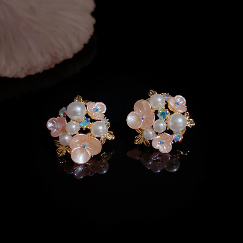 14K Gold-Plated Minimalist Floral Round Stud Earrings – Elegant Design