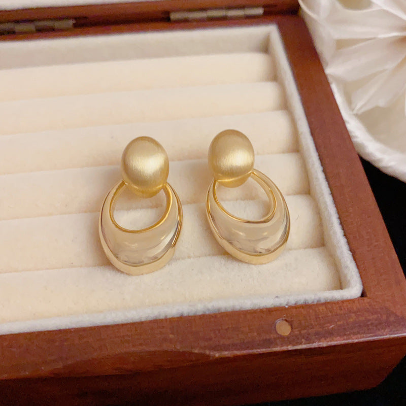 Luxury Metal Brushed Geometric Drop Earrings – Elegant Design