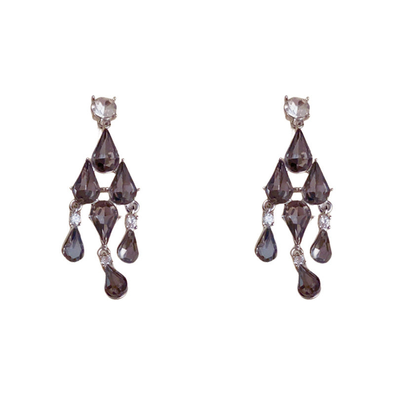 Luxury Zircon Teardrop Tassel Drop Earrings – Elegant Design