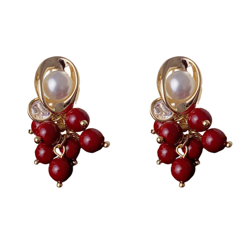 Luxury Geometric Pearl Bead Tassel Drop Earrings – Elegant Design