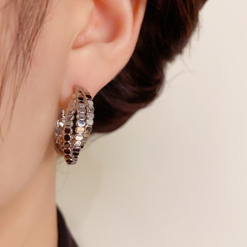 14K Gold-Plated Irregular 3 Layer Round Hoop Earrings - Vintage Style