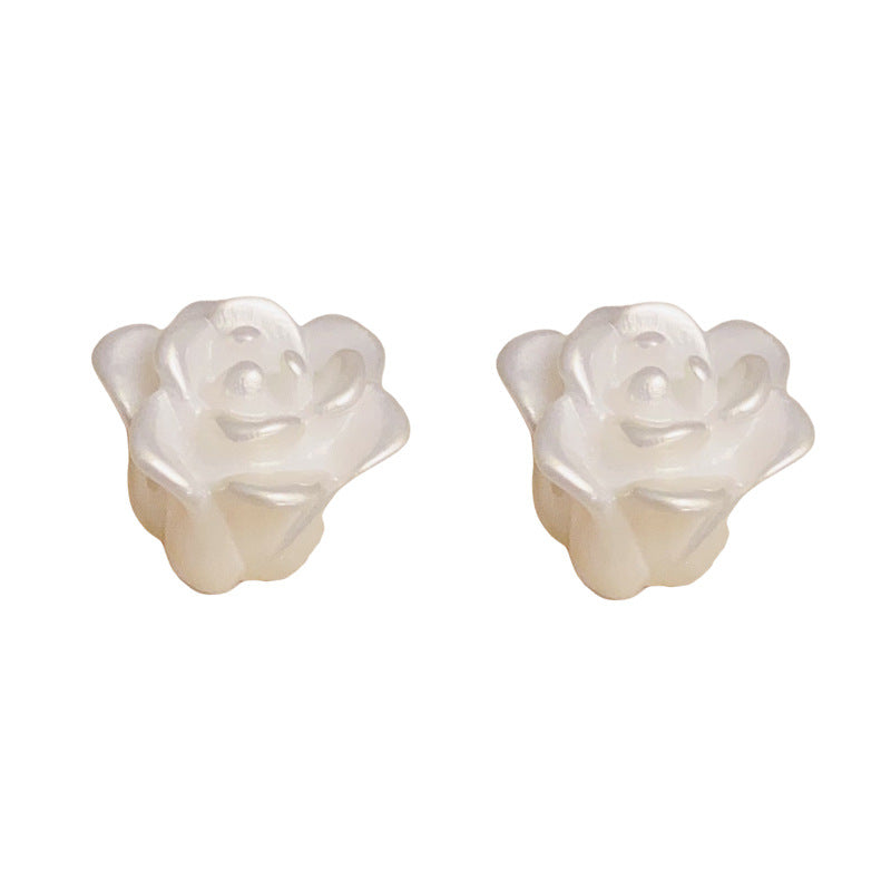 14K Gold 3D Rose Flower Stud Earrings – Sweet & Minimalist Design