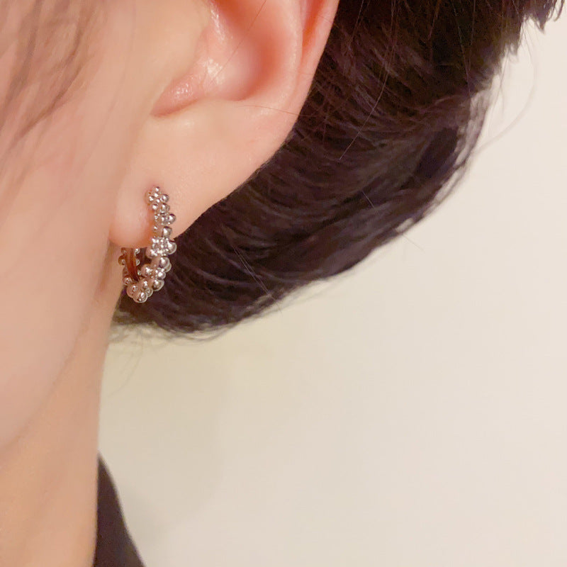 Minimalist Metal Bead Small Circle Earrings – Geometric Design