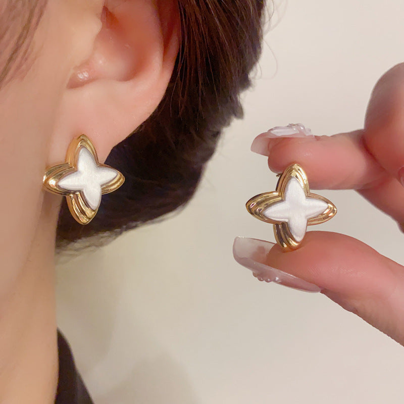 14K Gold-Plated Multilayer Starburst Earrings - Unique Minimalist