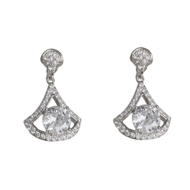 14K Gold Full Rhinestone Dress Drop Earrings – Elegant Chic Design