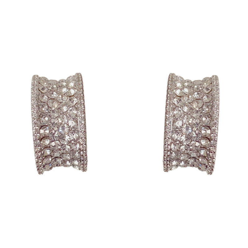 Eaioncol Full CZ Geometric Stud Earrings Gold Silver