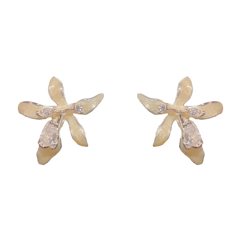 Luxury Zircon Iris Flower Stud Earrings – Floral Design