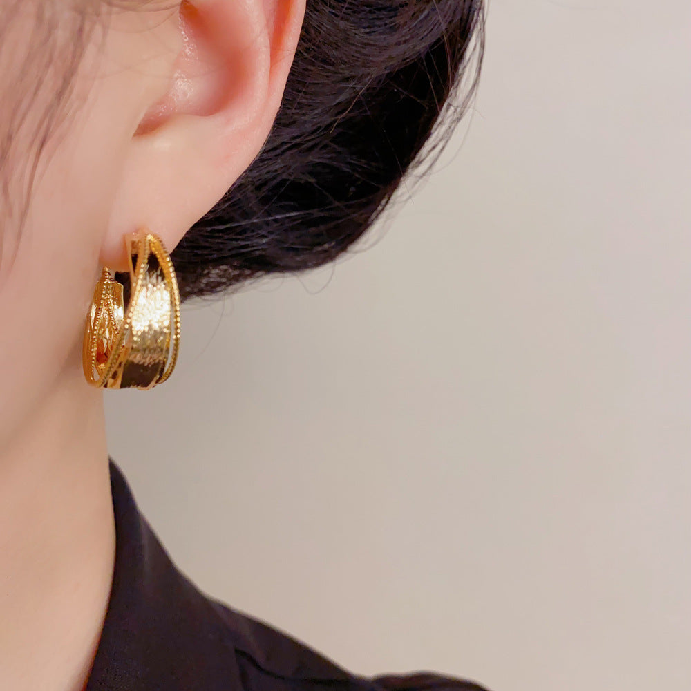 Eaioncol Vintage Geometric Hoop Earrings Gold Silver