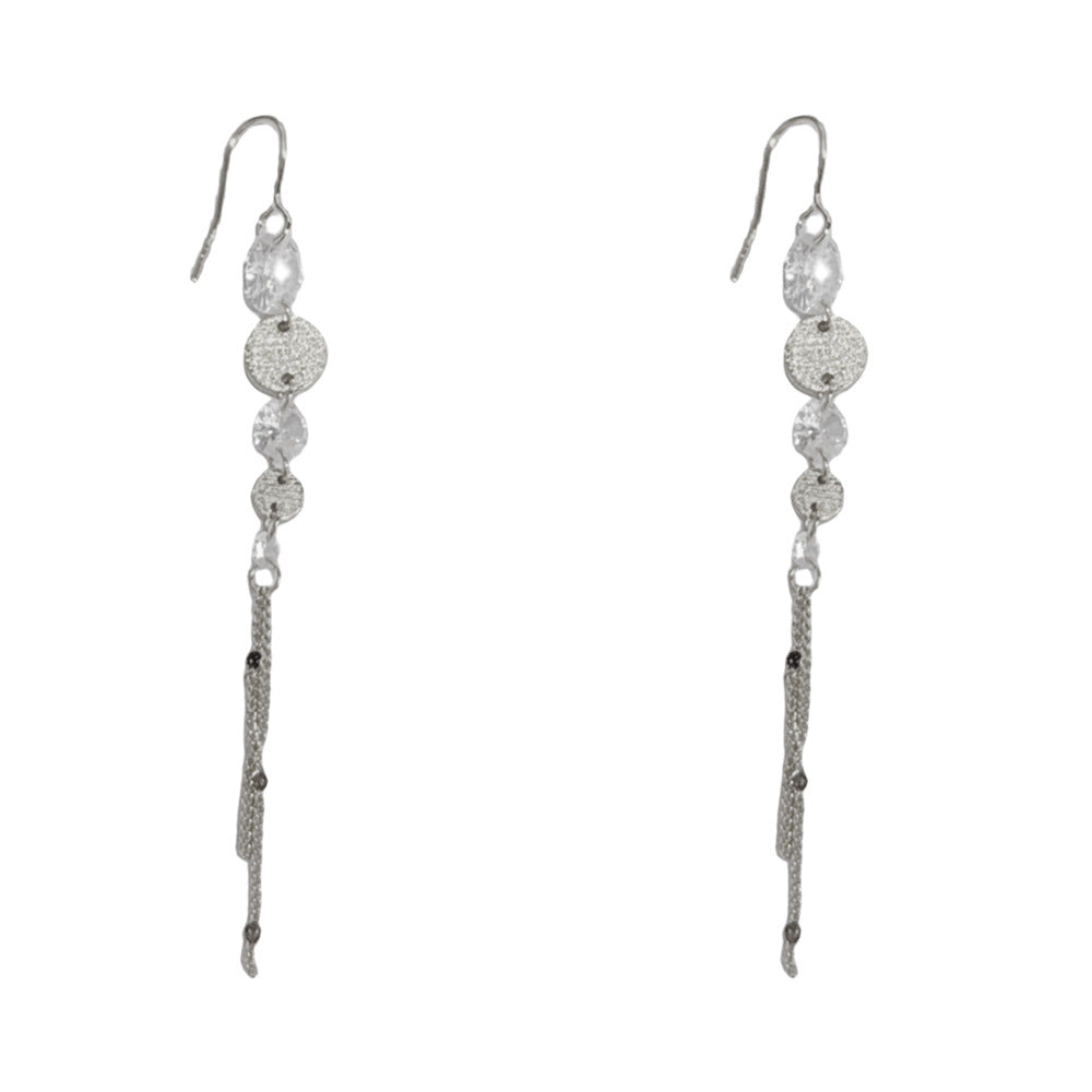 Eaioncol CZ Disc Tassel Ear Hooks 14K Gold & Silver Plated