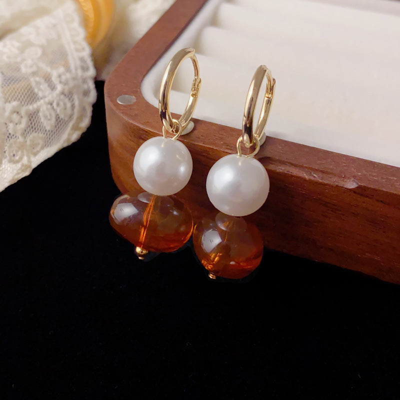 Luxury Pearl & Resin Tassel Ear Cuff Earrings – Elegant Design