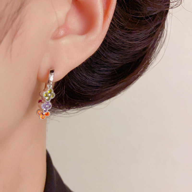 Luxury Colorful 4Leaf Flower Tassel Ear Cuff Earrings – Floral Design